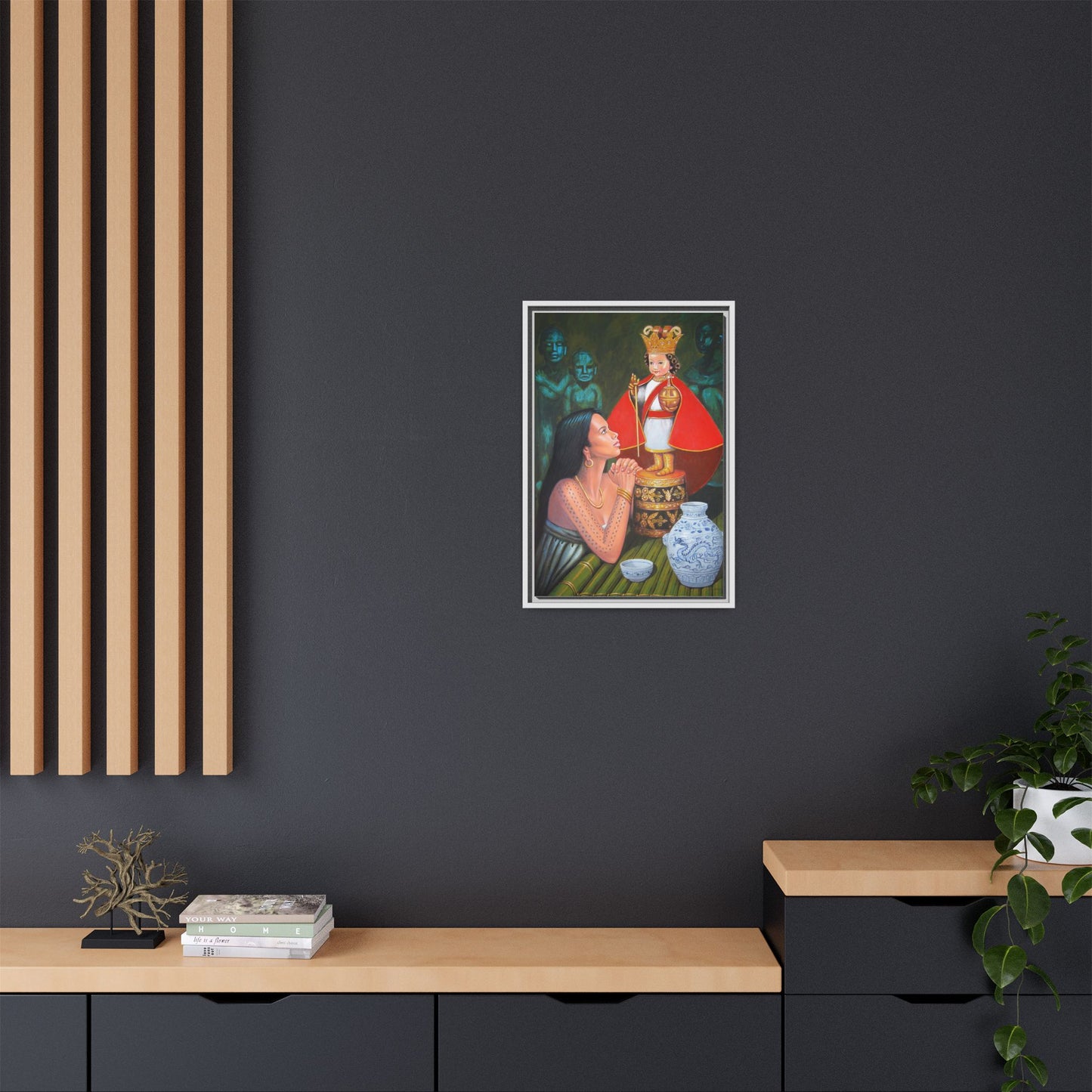 Sto. Niño and Queen Juana -  Framed Canvas Print