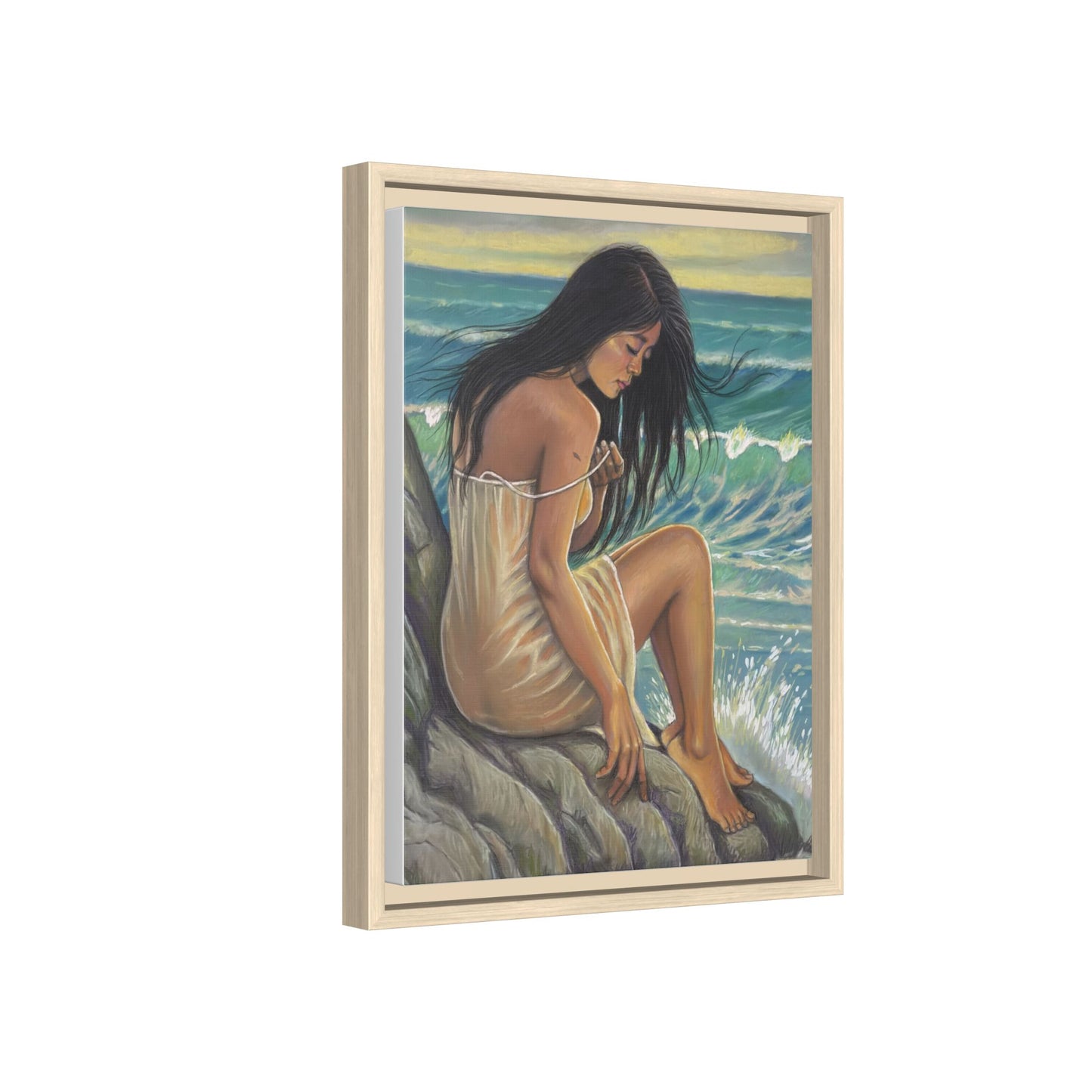 Girl on the Shore (2020)- Framed Canvas Print