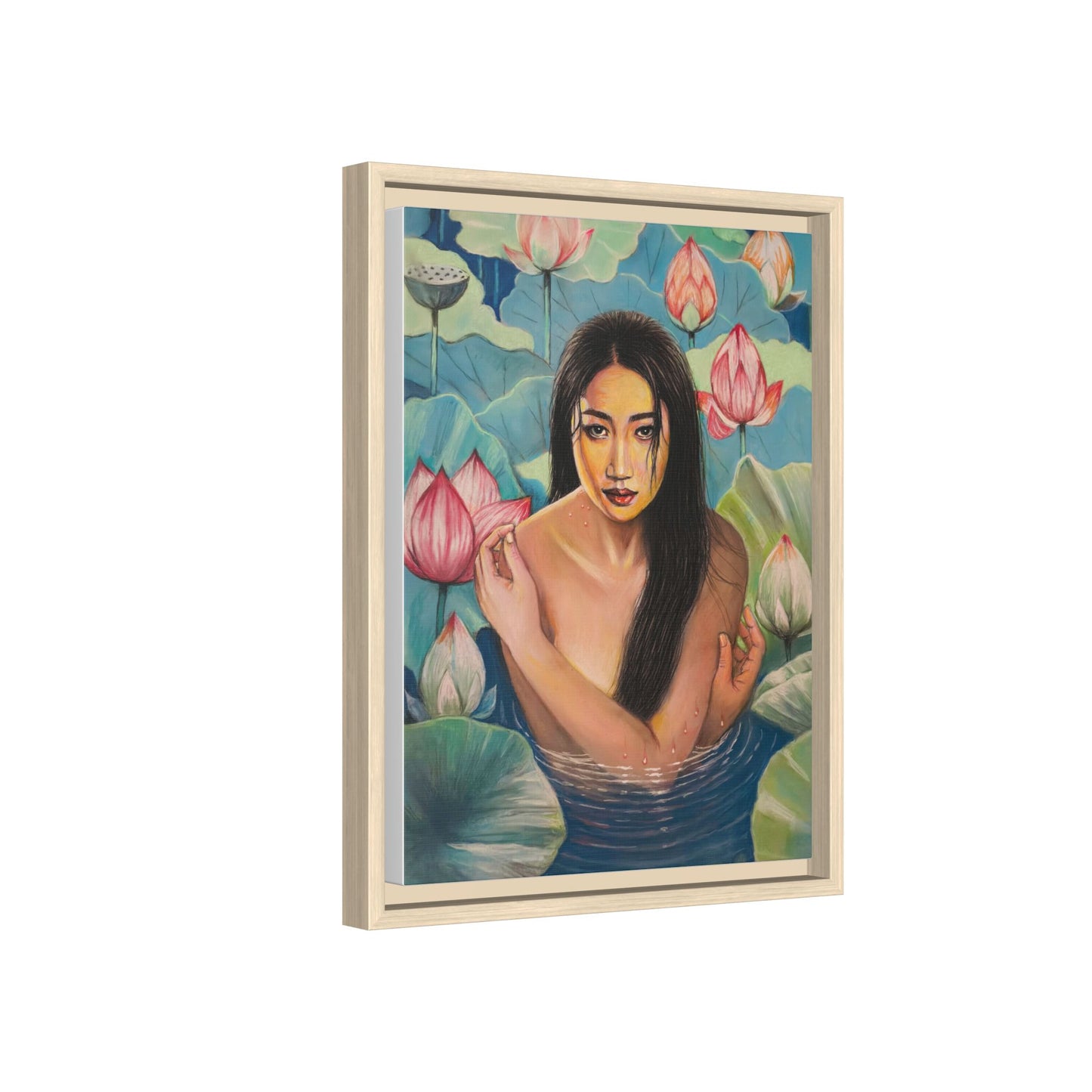 Lotus in Bloom (2024) - Framed Canvas Print