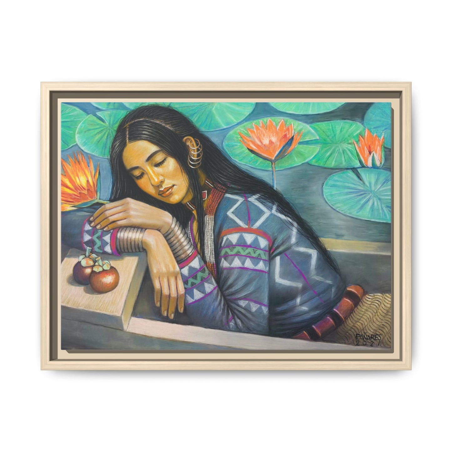 T'boli Girl by the Lake (2021)- Framed Canvas Print