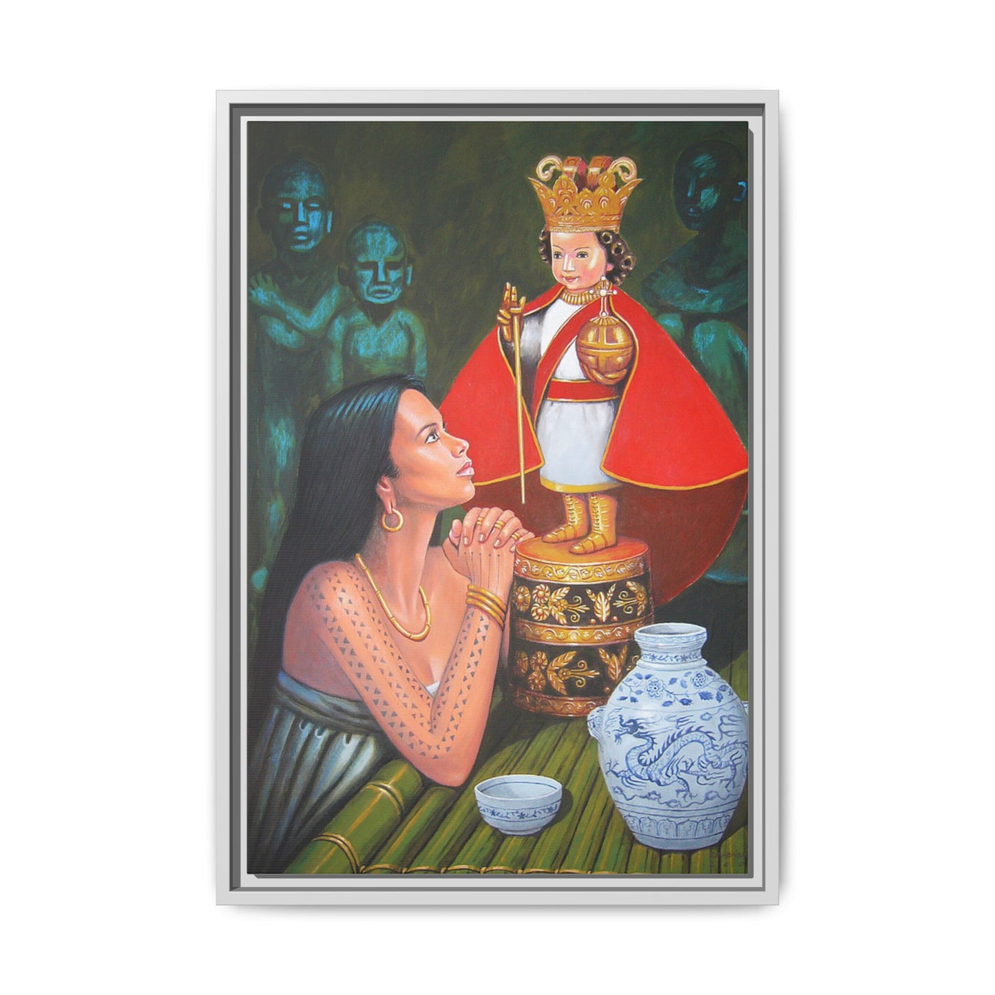 Sto. Niño and Queen Juana -  Framed Canvas Print