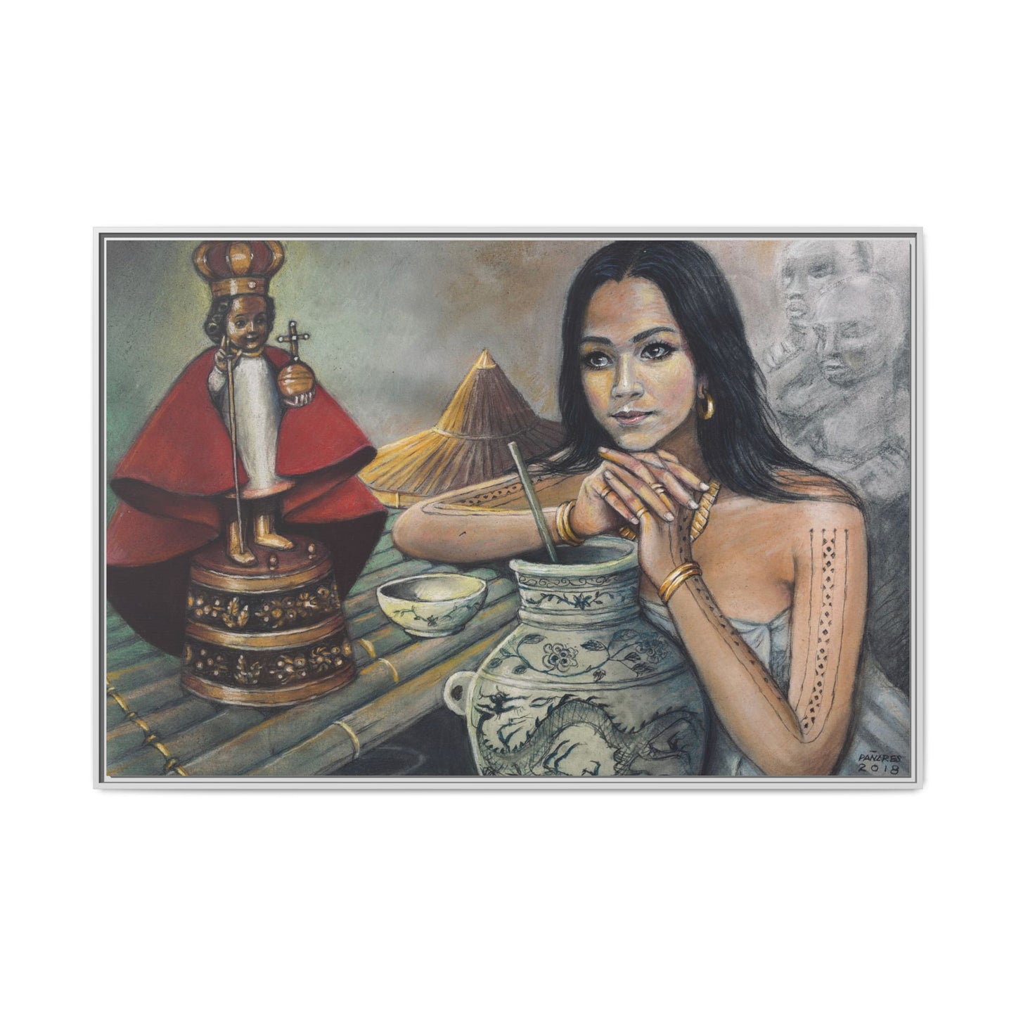 Sto. Niño and a Sugbuana - Framed Canvas Print