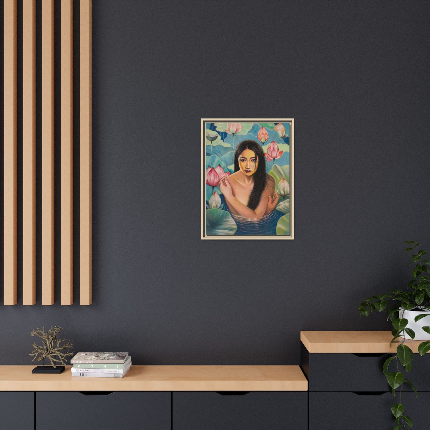 Lotus in Bloom (2024) - Framed Canvas Print