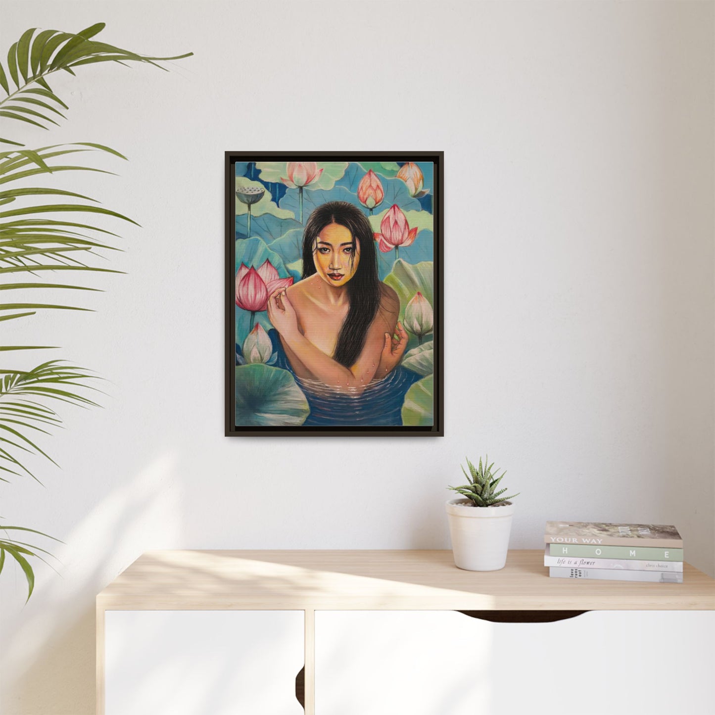 Lotus in Bloom (2024) - Framed Canvas Print