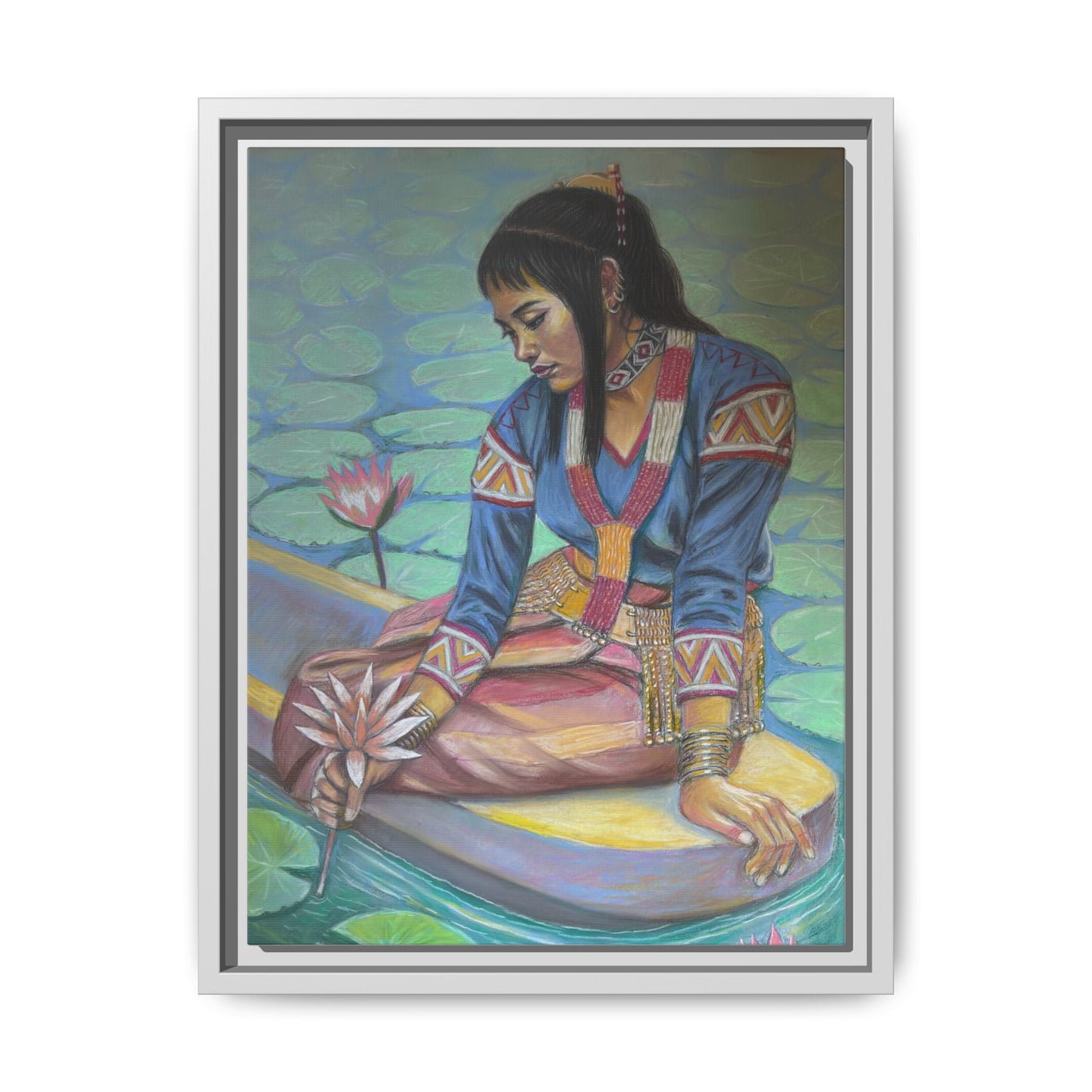 A T'boli Maiden in a Boat (2018)- Framed Canvas Print