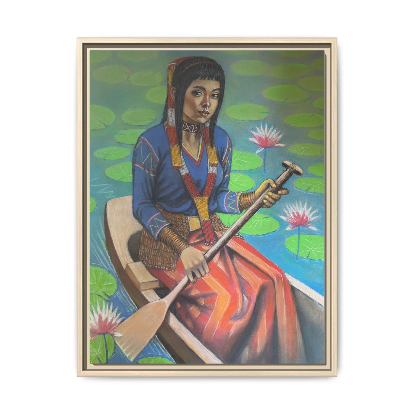 A T'boli Maiden in a Boat (2018)- Framed Canvas Print