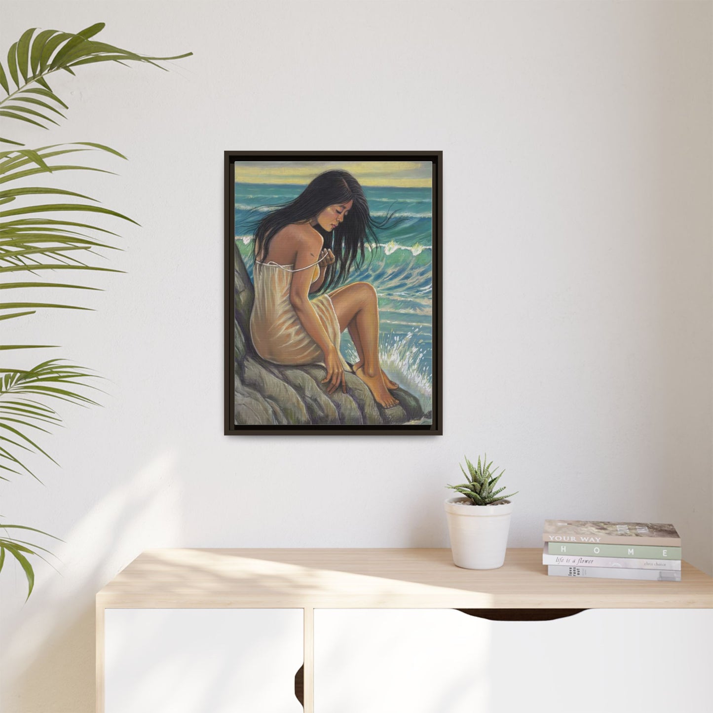 Girl on the Shore (2020)- Framed Canvas Print