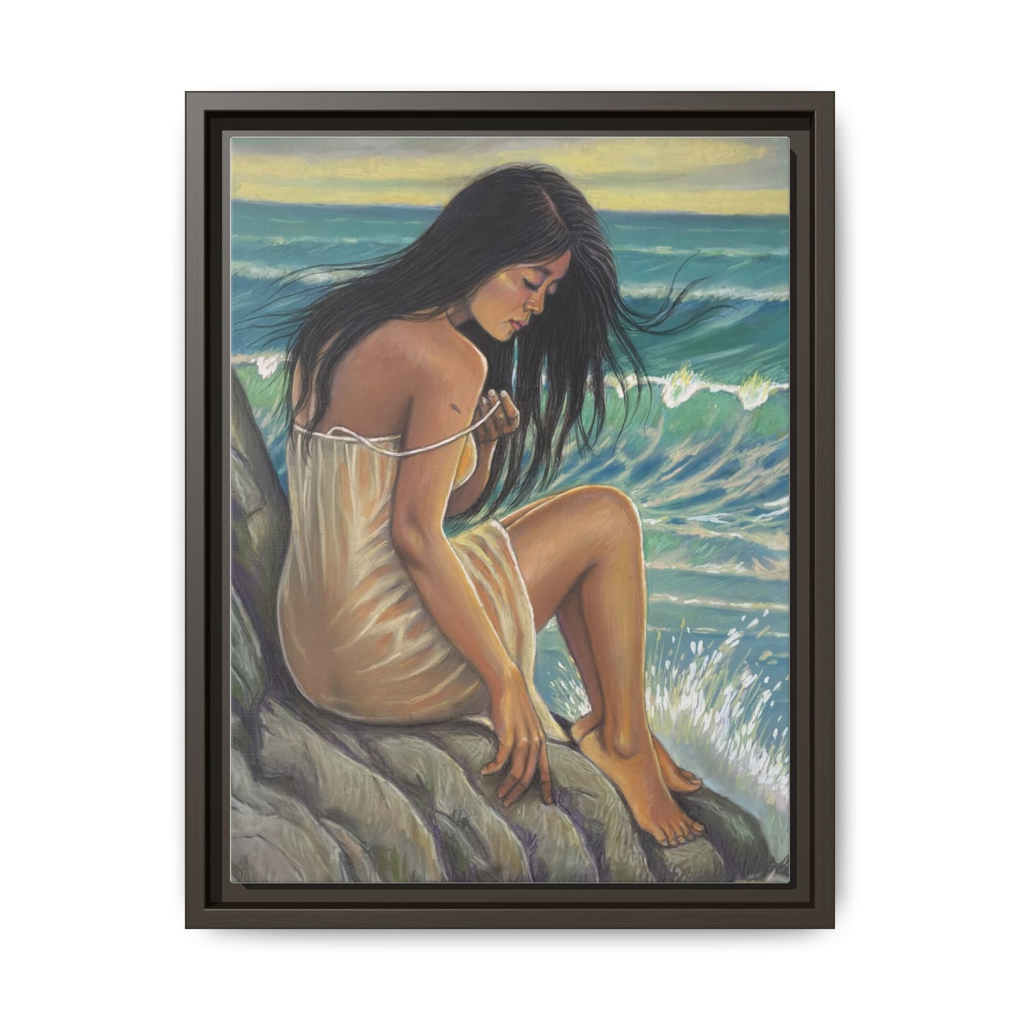 Girl on the Shore (2020)- Framed Canvas Print
