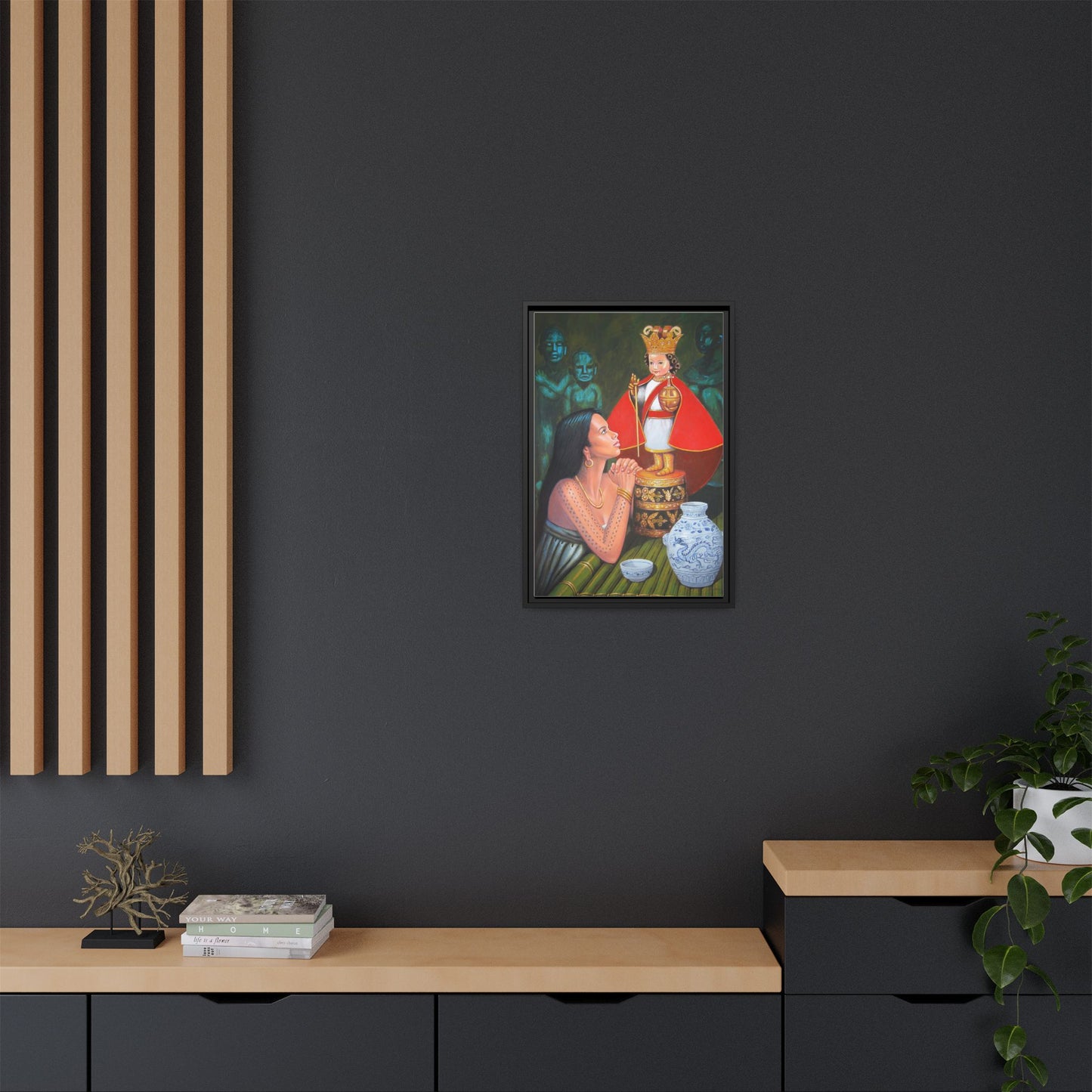 Sto. Niño and Queen Juana -  Framed Canvas Print