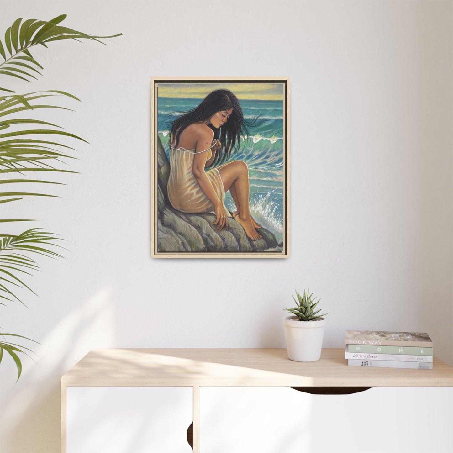 Girl on the Shore (2020)- Framed Canvas Print