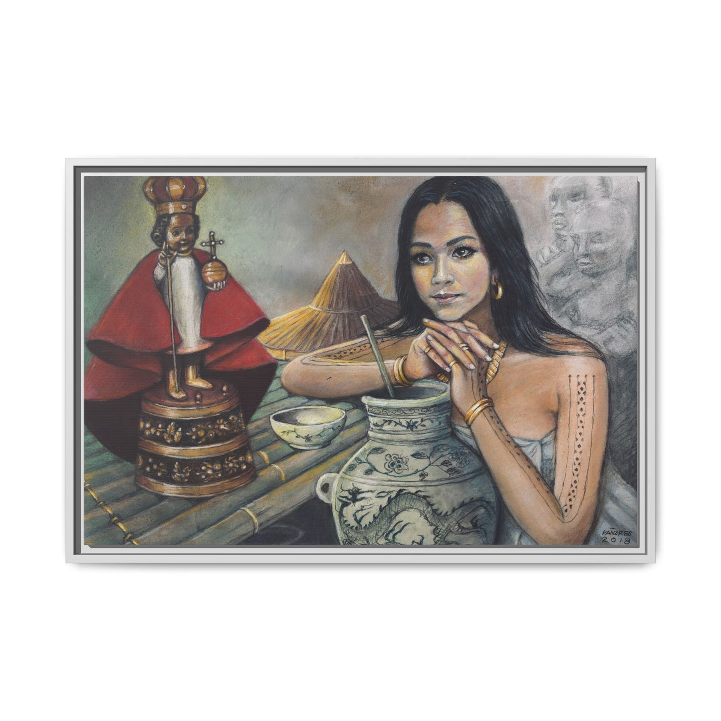 Sto. Niño and a Sugbuana - Framed Canvas Print