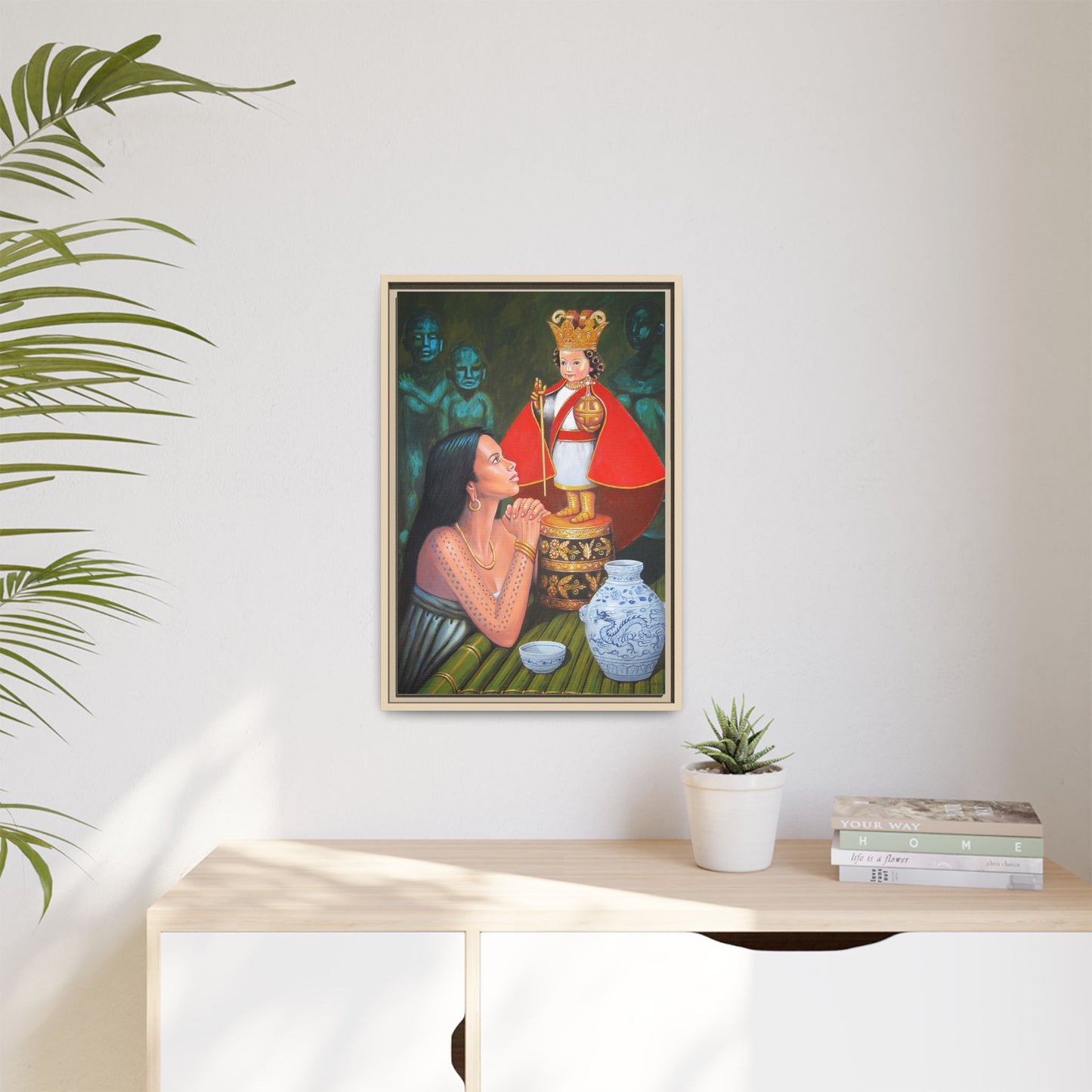 Sto. Niño and Queen Juana -  Framed Canvas Print