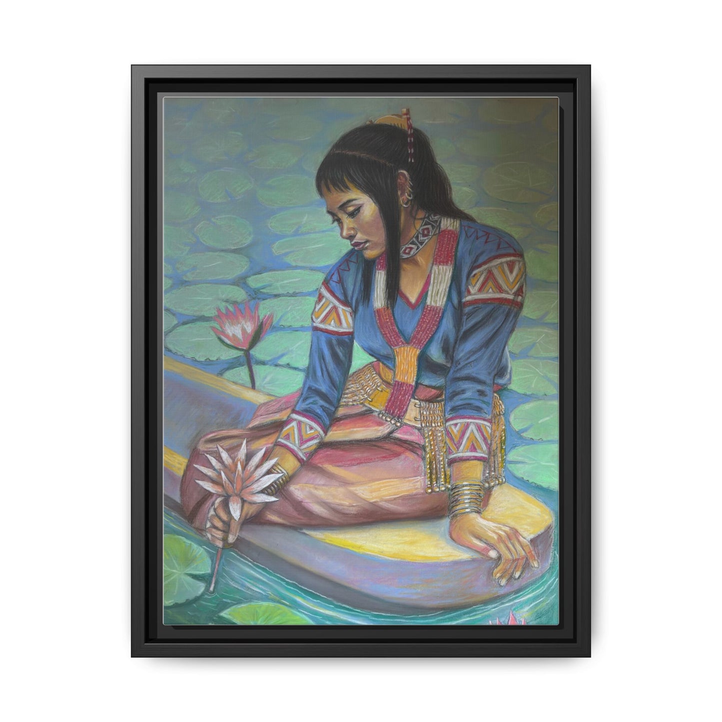 A T'boli Maiden in a Boat (2018)- Framed Canvas Print
