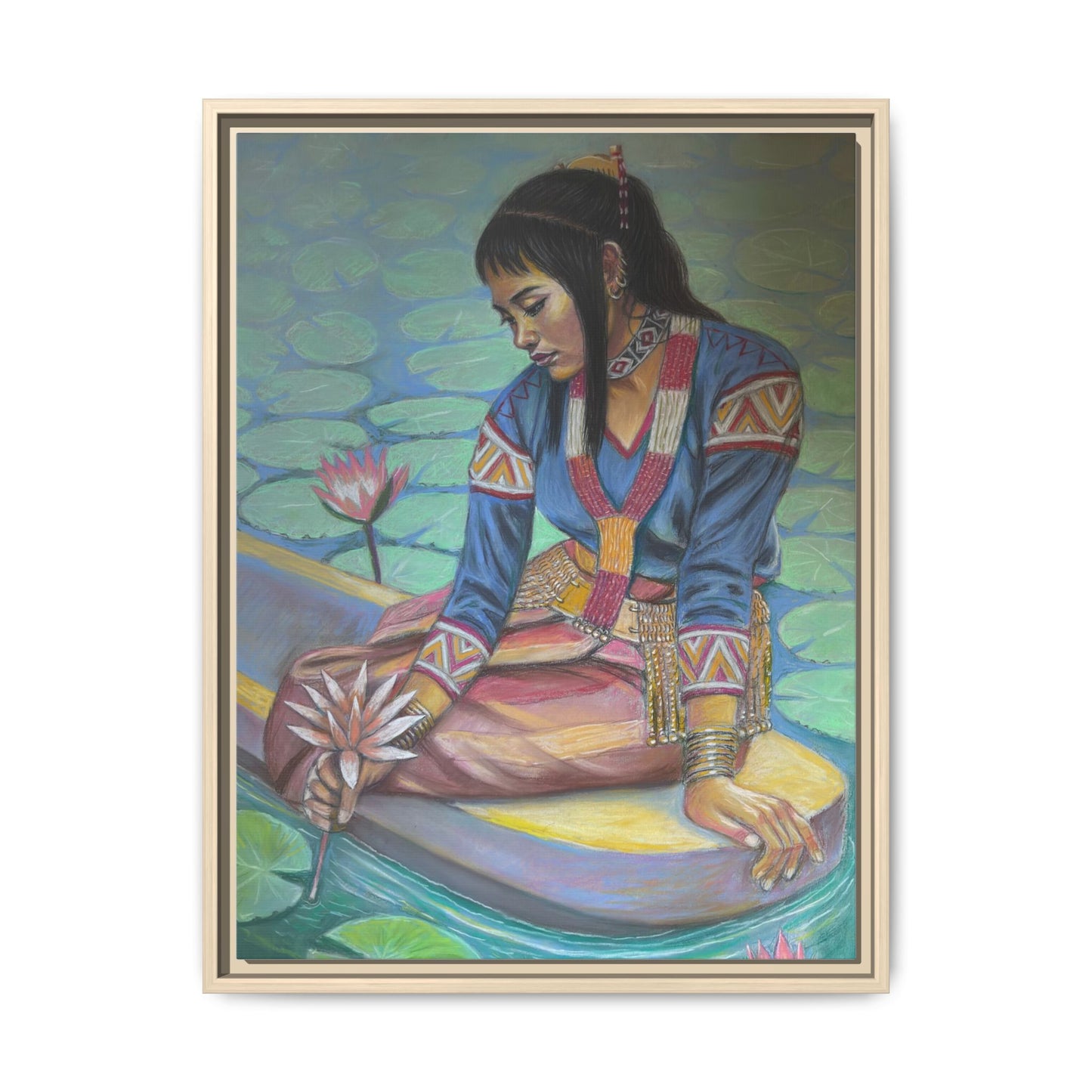 A T'boli Maiden in a Boat (2018)- Framed Canvas Print