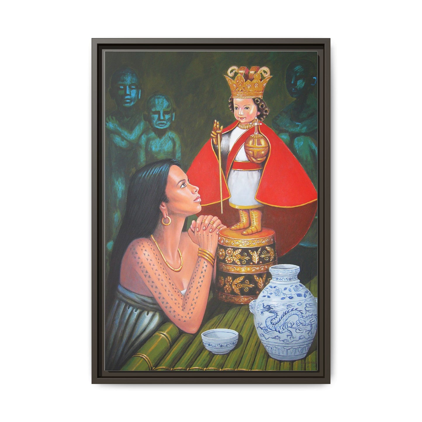 Sto. Niño and Queen Juana -  Framed Canvas Print