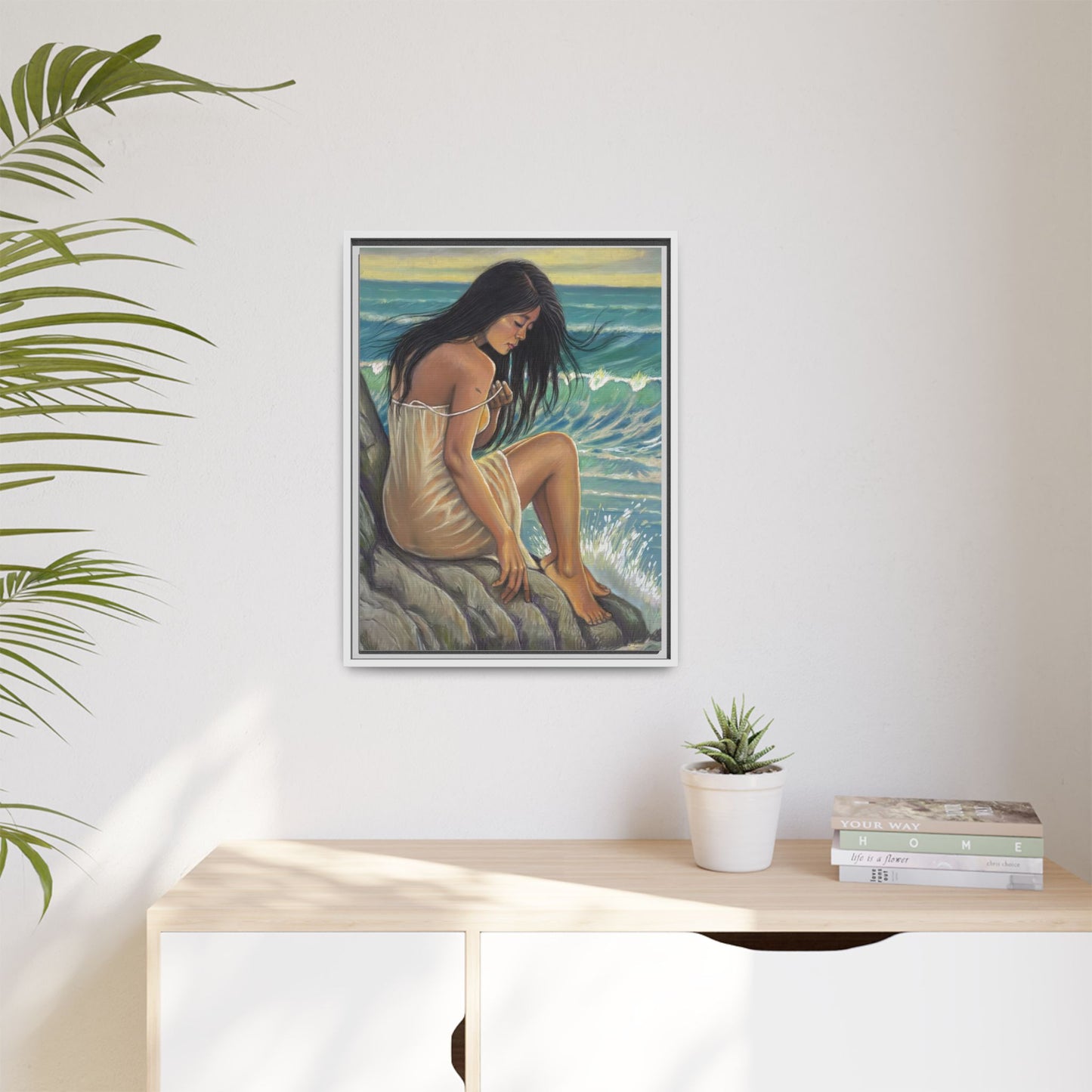 Girl on the Shore (2020)- Framed Canvas Print